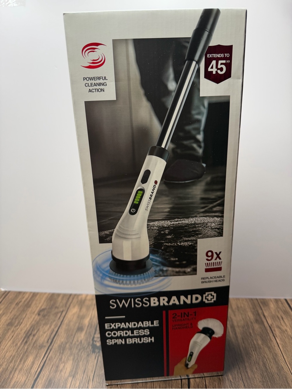 New Swissbrand Expandable Cordless Spin Brush - White